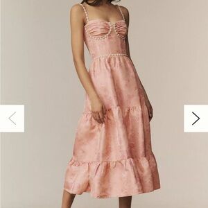 V. CHAPMAN LORENZA EMBELLISHED TIERED MIDI DRESS